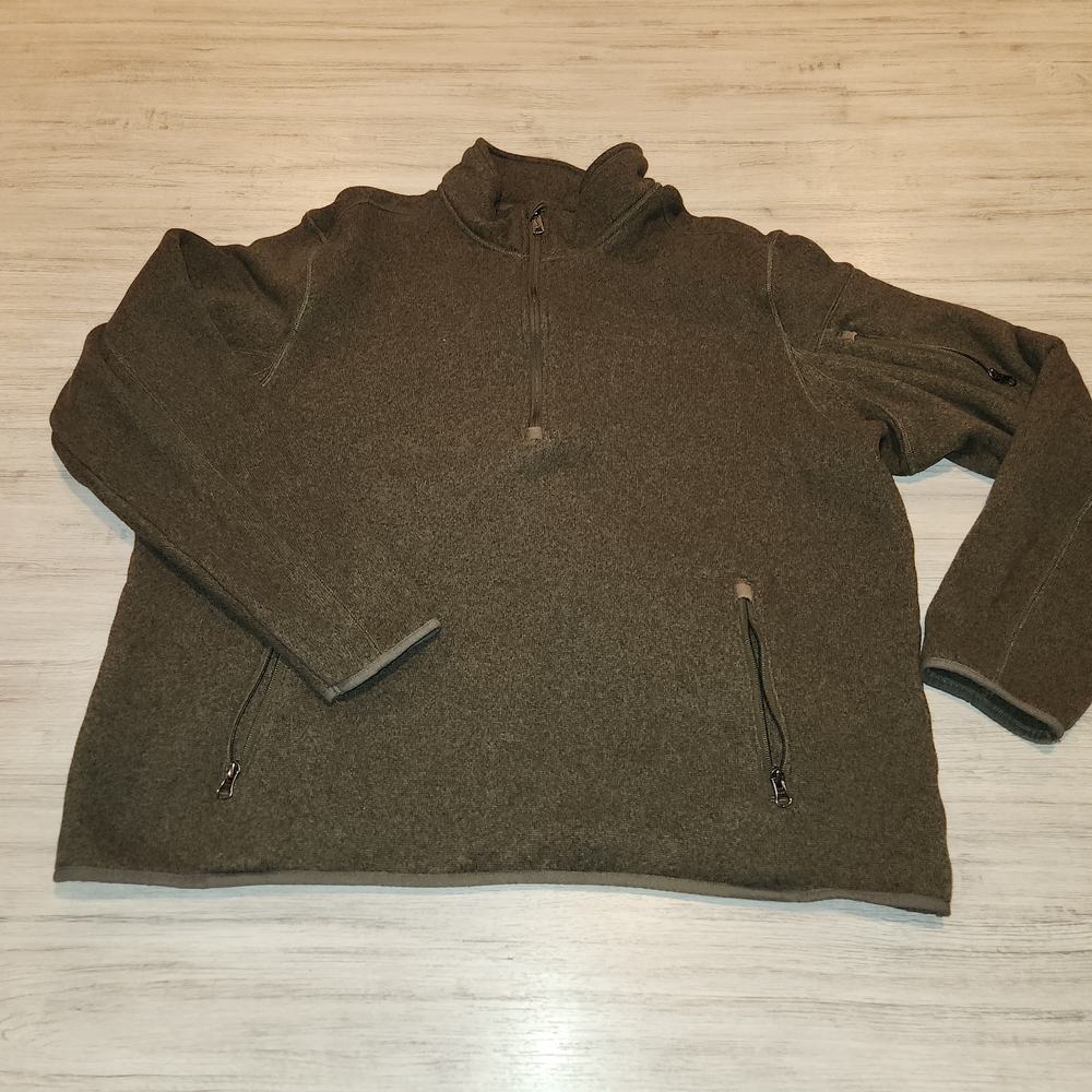 Duluth Relaxed Fit Half Zip Sweatshirt Men's Olive Green Size 2xl